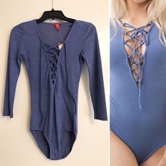NWT Lace up rib knit bodysuit - Picture 1 of 6